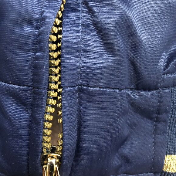 Y2K ROCAWEAR Vintage Bomber Varsity Jacket Quilted Lining Blue Gold Nylon - Picture 9 of 15
